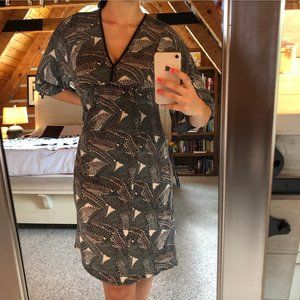 Blue & Brown Knee Length Dress